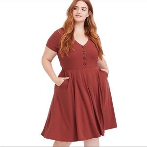 Torrid Size 2 Rust Orange Ribbed Skater Dress